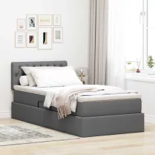   vidaXL Ágy tárolóval és matraccal Sötétszürke 90 x 200 cm Faanyag