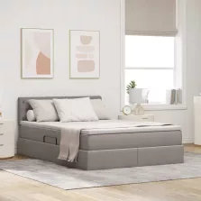   vidaXL Ágy tárolóval és matraccal Tópszínű 140 x 200 cm Faanyag
