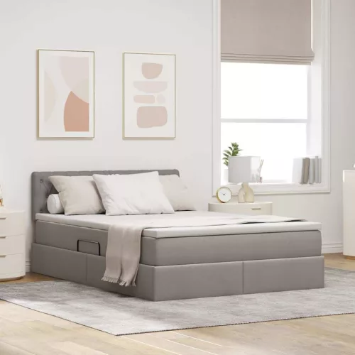 vidaXL Ágy tárolóval és matraccal Tópszínű 140 x 200 cm Faanyag