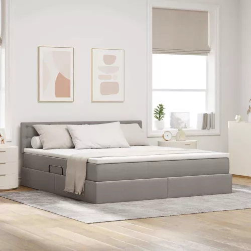 vidaXL Ágy tárolóval és matraccal Tópszínű 180 x 200 cm Faanyag