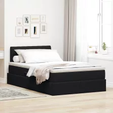   vidaXL Tárolós Ágy matracmal fejtámlával Fekete 120 x 190 cm Bársony