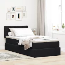   vidaXL Tárolós Ágy matracmal fejtámlával Fekete 90 x 200 cm Bársony