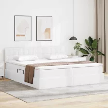   vidaXL Tárolós Ágy matracmal tárolóval Tiszta Fehér 180 x 200 cm Műbőr