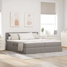   vidaXL Tárolós Ágy matracmal fejtámlával Tópszínű 180 x 200 cm Műbőr
