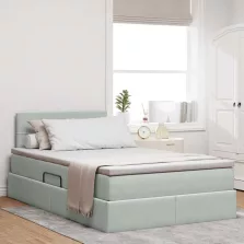   vidaXL Ágy tárolóval és LED lámpával leddel Világosszürke 120 x 190 cm