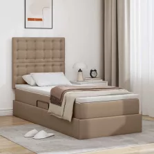   vidaXL Tárolós Ágy matracmal fejtámlával Kávé 90 x 200 cm Műbőr