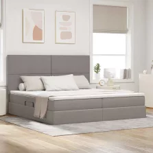   vidaXL Ágy tárolóval és matraccal Tópszínű 200 x 200 cm Poliészter