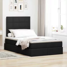   vidaXL Ágy tárolóval és matraccal matracmal Fekete 120 x 190 cm szövet