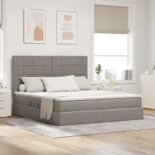   vidaXL Ágy tárolóval és matraccal Tópszínű 160 x 200 cm Poliészter