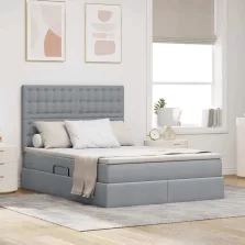   vidaXL Ágy tárolóval és matraccal matracmal Világosszürke 140 x 190 cm