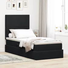   vidaXL Ágy tárolóval és matraccal matracmal Fekete 90 x 190 cm Bársony