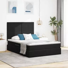   vidaXL Ágy tárolóval és matraccal Fekete 140 x 190 cm Bársony