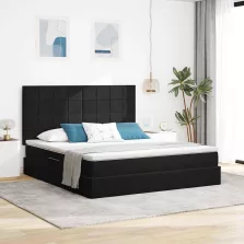   vidaXL Ágy tárolóval és matraccal Fekete 160 x 200 cm Bársony