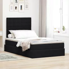   vidaXL Ágy tárolóval és matraccal Fekete 120 x 190 cm Bársony