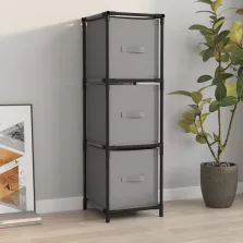  vidaXL acél tárolószekrény 3 szürke szövetfiókkal 34 x 34 x 101 cm