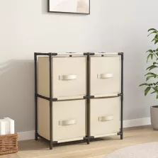   vidaXL acél tárolószekrény 4 krémszínű szövetkosárral 63 x 30 x 71 cm