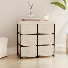   vidaXL 6 fiókos krémszínű acél tárolószekrény 55 x 29 x 55 cm