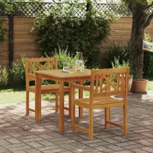 vidaXL Kert étkező szett 3 pcs Barna Tömör akácfa