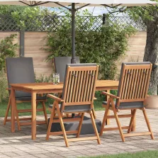   vidaXL Kerti Szék párnával 4 pcs Barna 57 x 71.5 x 104cm Tömör tíkfa