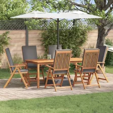   vidaXL Kerti Szék párnával 6 pcs Barna 57 x 71.5 x 104cm Tömör tíkfa