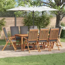   vidaXL Kerti Szék párnával 8 pcs Barna 57 x 71.5 x 104cm Tömör tíkfa