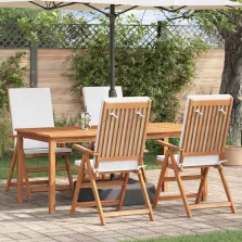   vidaXL Kerti Szék párnával 4 pcs Barna 57 x 71.5 x 104cm Tömör tíkfa