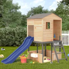   vidaXL sötétszürke tömörfa fenyőfa kültéri játszószett