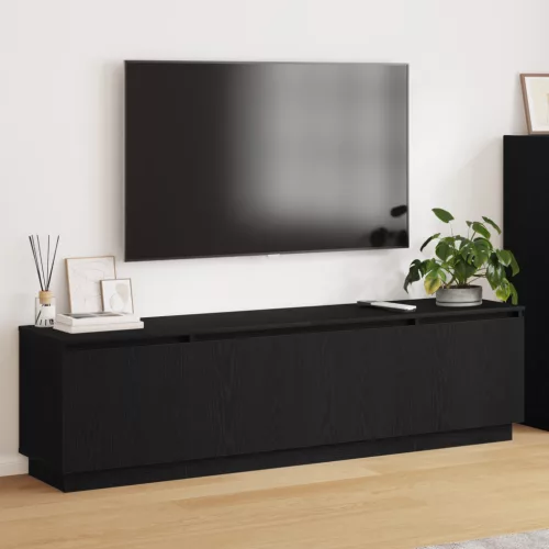 vidaXL TV szekrény leddel Fekete tölgy 180 x 38 x 49 cm Faanyag