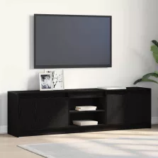 vidaXL TV egységek 2 pcs Fekete 180 x 34 x 50 cm Faanyag