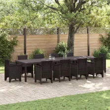 vidaXL Kerti Asztal Barna 350 x 100 x 73 cm polirattan