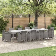   vidaXL Kerti Asztal Világosszürke 350 x 100 x 73 cm polirattan
