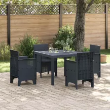 vidaXL Kert étkező szett 5 pcs Antracit Polt rattan