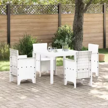 vidaXL Kert étkező szett 5 pcs Fehér Polt rattan