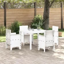 vidaXL Kert étkező szett 5 pcs Fehér Polt rattan