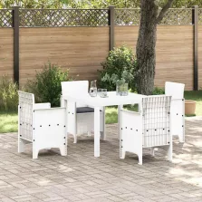 vidaXL Kert étkező szett 5 pcs Fehér Polt rattan