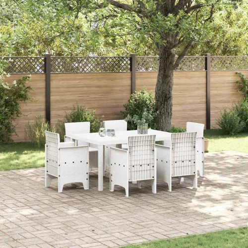 vidaXL Kert étkező szett 7 pcs Fehér Polt rattan