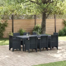 vidaXL Kert étkező szett 9 pcs Antracit Polt rattan