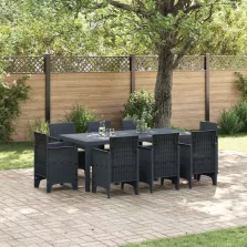 vidaXL Kert étkező szett 9 pcs Antracit Polt rattan