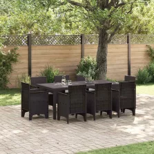 vidaXL Kert étkező szett 9 pcs Barna Polt rattan
