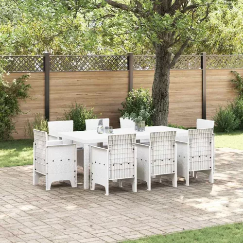 vidaXL Kert étkező szett 9 pcs Fehér Polt rattan