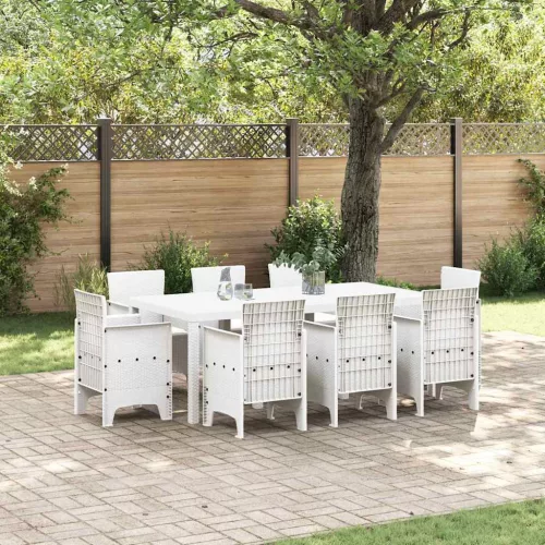 vidaXL Kert étkező szett 9 pcs Fehér Polt rattan