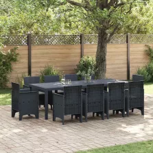 vidaXL Kert étkező szett 11 pcs Antracit Polt rattan