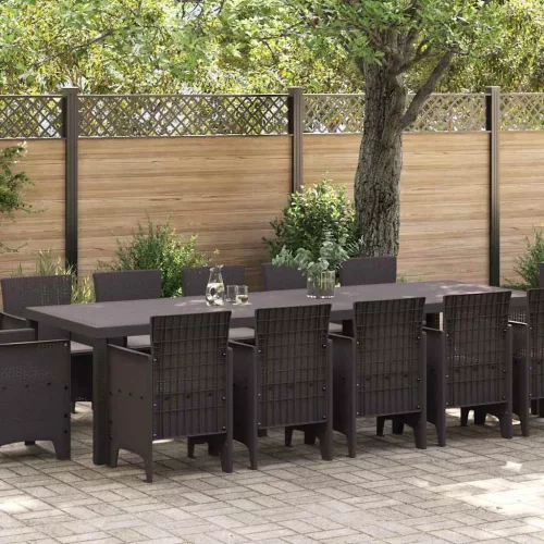 vidaXL Kert étkező szett párnával 13 pcs Barna és taupe Poli rattan