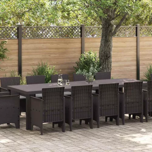 vidaXL Kert étkező szett 13 pcs Barna és világosszürke Rattan és Párna