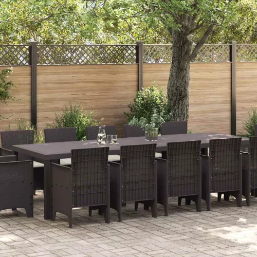 vidaXL Kert étkező szett párnával 13 pcs Barna Rattan