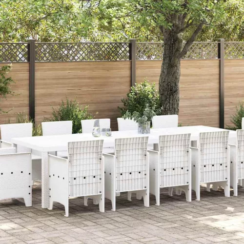 vidaXL Kert étkező szett 13 pcs Fehér Poli rattan