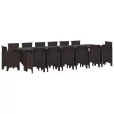 vidaXL Kert étkező szett 15 pcs Barna Polt rattan