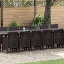 vidaXL Kert étkező szett 17 pcs Barna Polt rattan