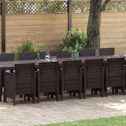 vidaXL Kert étkező szett 17 pcs Barna Polt rattan