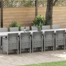   vidaXL Kert étkező szett 17 pcs Világosszürke Polt rattan